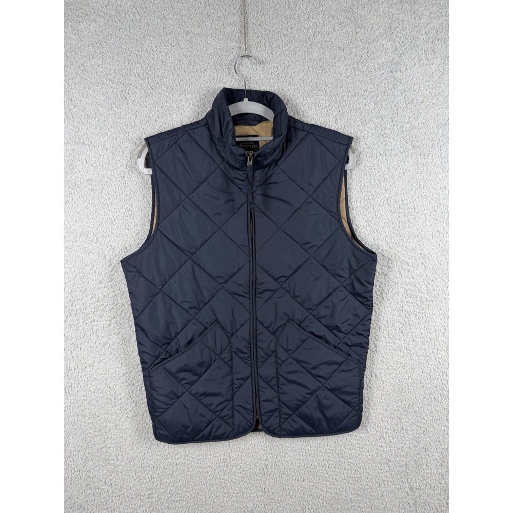 J.Crew Quilted Vest Men's Size S Navy Blue Full Zip Warm Wear Winter Outdoor